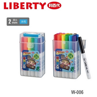 利百代 2mm 圓尖 水性 Q比天使 W-006 彩色筆 24色/盒