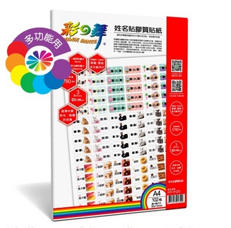 {振昌文具}【請先來電洽詢庫存】彩之舞 HY-H120 DIY噴墨姓名貼膠質貼紙 0.08mm A4×102格 (塑膠材質) - 3張/包