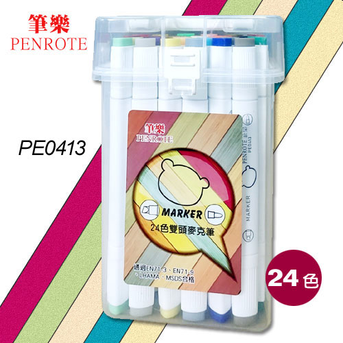 {振昌文具}【筆樂PENROTE】(請先來電詢問存貨)24色盒裝雙頭麥克筆 PE0413 / 盒