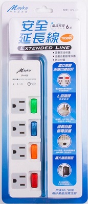 Mayka明家 4開4插電腦 延長線 6呎 / 組 3P4468-6