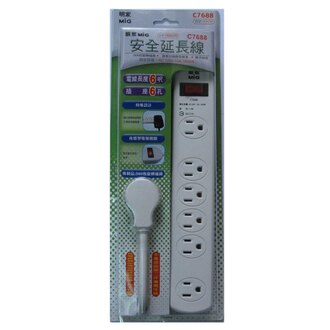 Mayka明家 1開6插 電腦延長線 15A(電壓器使用) 6呎 / 組 C7688A-6