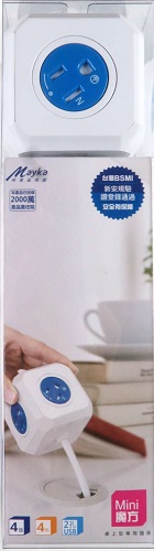 Mayka明家 Mini魔方 15A 延長線 4插座附雙USB  / 組 3P400U2-4