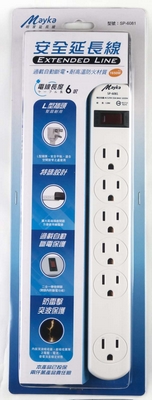 Mayka明家 1開6插 電腦延長線 11A(彩色插座) 6呎 / 組 SP-6081-6