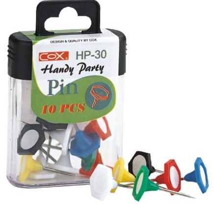 {振昌文具}【三燕COX】15mm六角型彩色圖釘/盒 HP-30