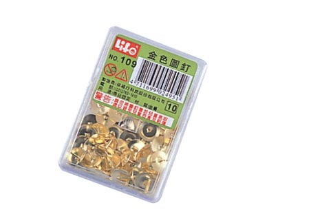{振昌文具}【徠福LIFE】 NO.109 金色圖釘-小(50支入) / 盒