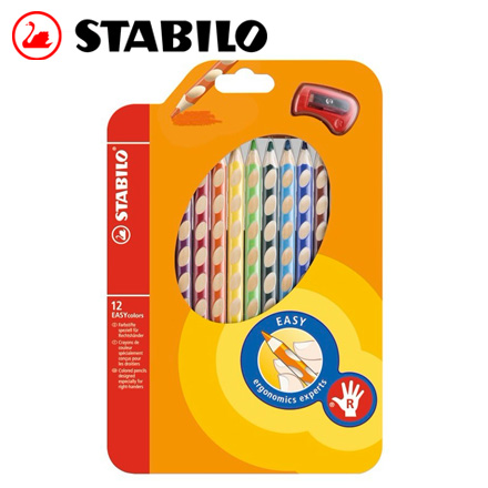 {振昌文具}【請先來電洽詢庫存】STABILO 德國天鵝 EASYcolors 人體工學色鉛筆(332/12右手專用) - 12支入 / 組