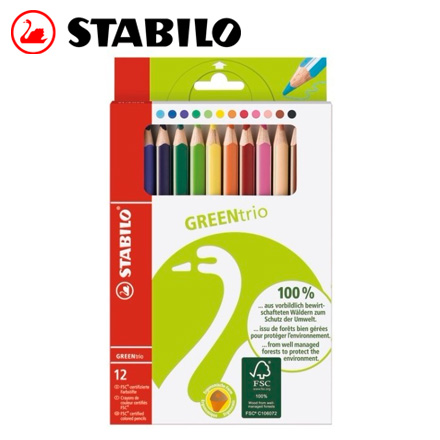 {振昌文具}【請先來電洽詢庫存】STABILO 德國天鵝 GREENtrio 環保認證大三角色鉛筆(6203/12) 12色 / 盒