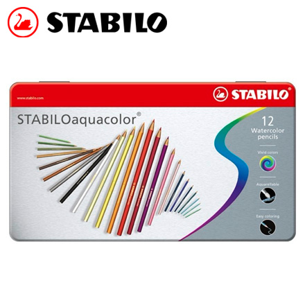 {振昌文具}【請先來電洽詢庫存】STABILO 德國天鵝 aquacolor 水溶性色鉛筆(1612-5) 12色 / 盒