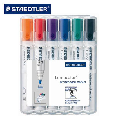 施德樓 MS351WP6 防乾白板筆(圓頭) 6支入 / 盒