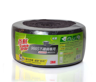 3M 不鏽鋼專用 強效除垢型 抗菌 百利 超強金鋼砂 鋼絨菜瓜布 968S 60片入 /捲