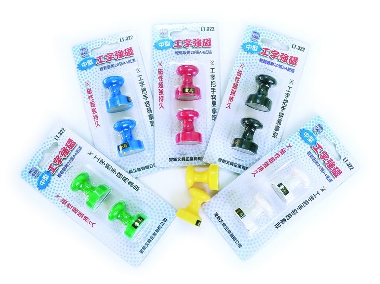 {振昌文具}【雷鳥】 LT-322 工字強磁(中) 32x25 mm / 2個 (顏色隨機出貨)