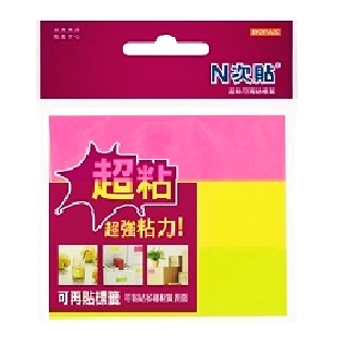 N次貼 62781 超粘可再貼標籤  螢光綠+黃+粉紅  90張/3本
