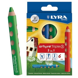 {振昌文具}【請先來電洽詢庫存】【德國 LYRA】3831060  Groove(3合1)胖胖三角洞洞筆 6色/盒