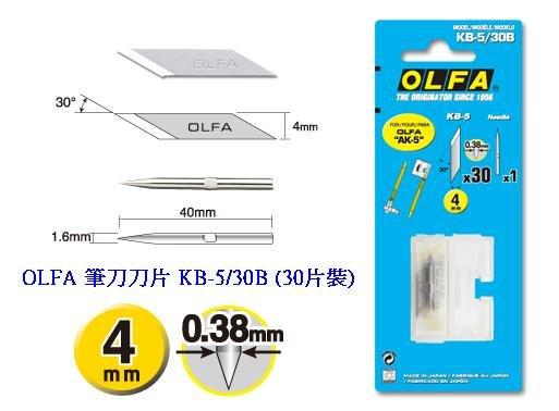 {振昌文具}現貨 當日出貨 日本 OLFA 筆刀 AK-5 刀片 KB-5/30B (30片裝)
