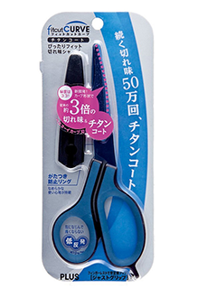 {振昌文具}PLUS 34-526 SC-175AT30度弧線剪刀(鈦金屬附蓋) 藍