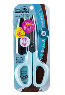 {振昌文具}PLUS 35-256 SC-175SFN30度弧線剪刀(3Ｄ凹面不沾膠) 藍