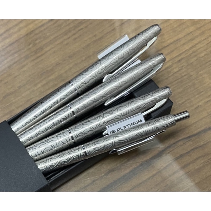 {振昌文具}白金牌 (銀桿)大四喜 唐草蝕刻 對筆組 書法鋼筆 鋼筆 鋼珠筆 原子筆 德國筆頭 禮品組 贈品組