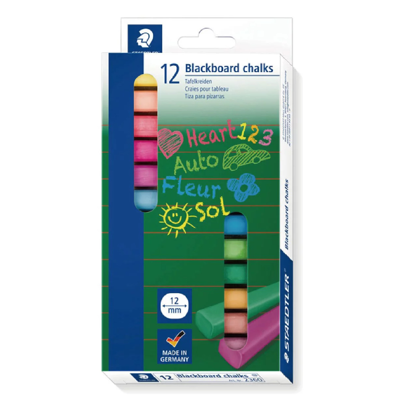{振昌文具}德國製 施德樓 STAEDTLER   MS2360無塵安全粉筆12色 彩色粉筆 方形 方型 粉筆