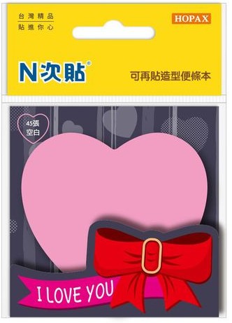 {振昌文具}61040 螢光粉色 愛心 可再貼造型便條本 N次貼