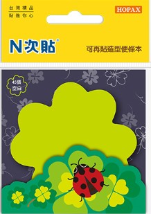 {振昌文具}N次貼造型便條本/61047/螢光綠/幸運草/70x70mm/45張/本