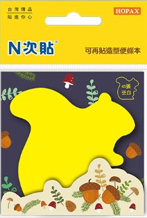 {振昌文具}N次貼造型便條本/61049/螢光黃/松鼠/68x70mm/45張/本