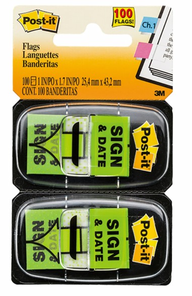 {振昌文具}3M利貼抽取式標籤-綠色 680-SD2 SIGN & DATE