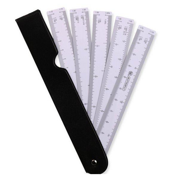 {振昌文具}日本 UCHIDA 內田 製圖用 攜帶型 扇形比例尺、比例尺 (15cm) /支